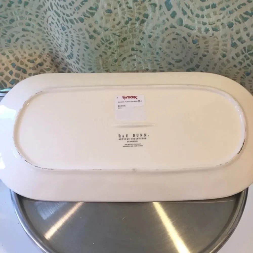 Rae Dunn Christmas Platter Deck the Halls NWT red white holiday